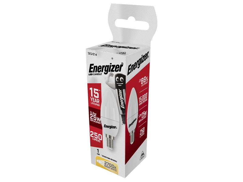 Energizer® LED SES (E14) Opal Candle Non-Dimmable Bulb, Warm White 250 lm 3.3W ENGS8845