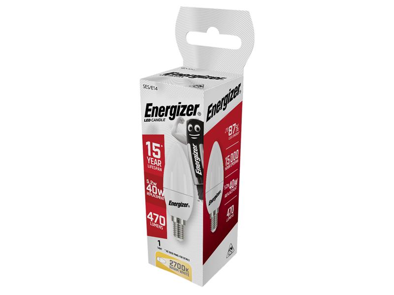 Energizer® LED SES (E14) Opal Candle Non-Dimmable Bulb, Warm White 470 lm 5.2W ENGS8851