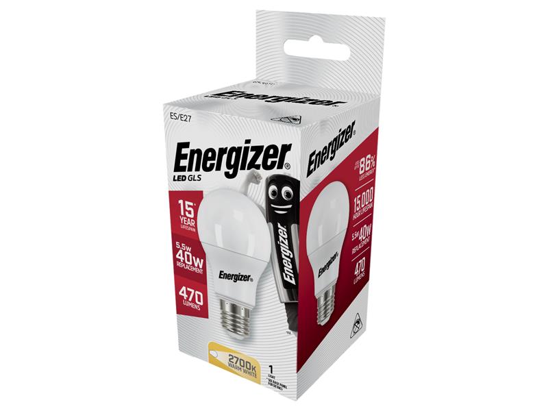 Energizer® LED ES (E27) Opal GLS Non-Dimmable Bulb, Warm White 470 lm 5.5W ENGS8859