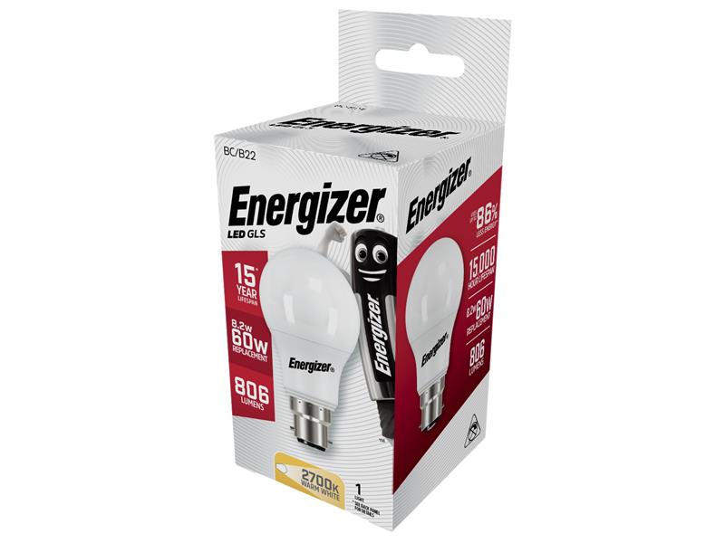 Energizer® LED BC (B22) Opal GLS Non-Dimmable Bulb, Warm White 806 lm 8.2W ENGS8862