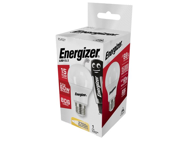 Energizer® LED ES (E27) Opal GLS Non-Dimmable Bulb, Warm White 806 lm 8.2W ENGS8863