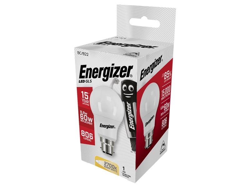 Energizer® LED BC (B22) Opal GLS Dimmable Bulb, Warm White 806 lm 8.8W ENGS9420