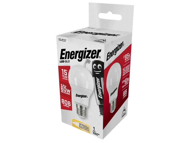 Energizer® LED ES (E27) Opal GLS Dimmable Bulb, Warm White 806 lm 8.8W ENGS9423
