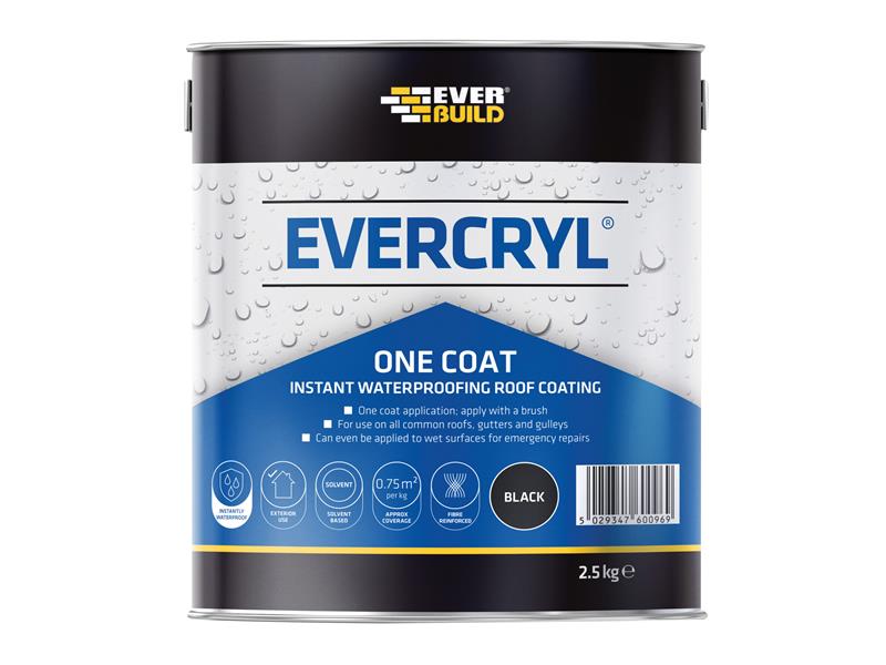 Everbuild Sika EVERCRYL® One Coat Black 2.5kg EVBEVC02BL