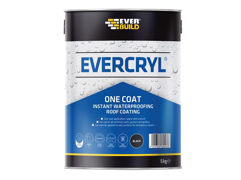 Everbuild Sika EVERCRYL® One Coat Black 5kg EVBEVCBK5