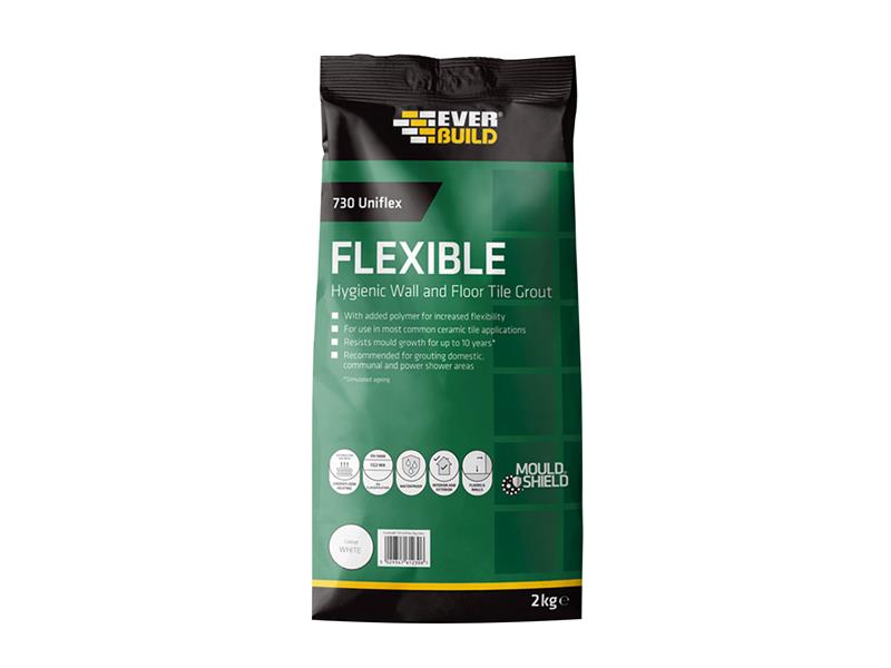 Everbuild Sika 730 Uniflex Hygienic Tile Grout White 2.5kg EVBFLEX2WE