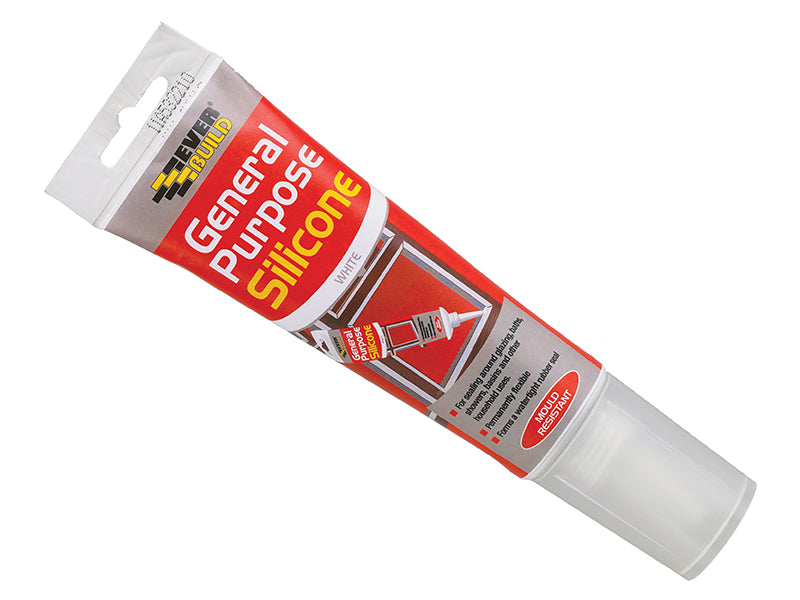Everbuild Sika General Purpose Easi Squeeze Silicone Sealant White 80ml EVBGPSESQWH