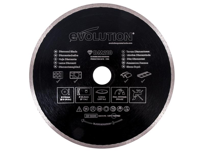 Evolution Diamond Blade, Continuous Rim 210 x 25.4mm EVL210DIAM