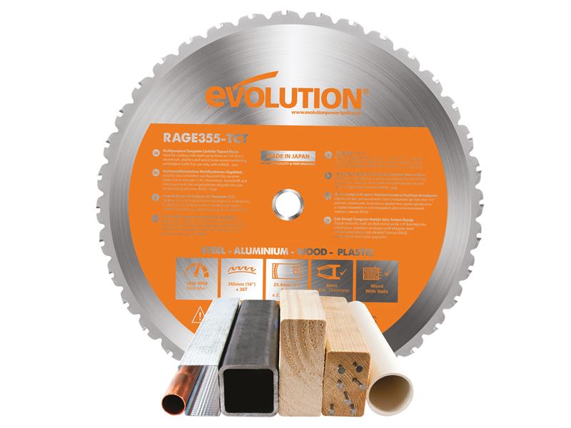 Evolution Multi Material Chop Saw Blade 355 x 25.4mm x 36T Kerf 2.2 EVL355MULTI