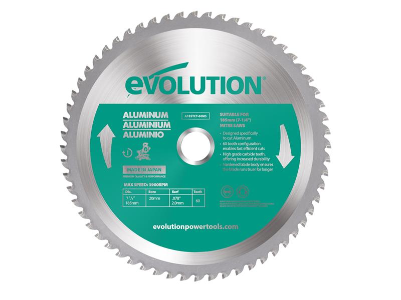 Evolution Aluminium Cutting Circular Saw Blade 185 x 20mm x 60T EVLA185TC60M
