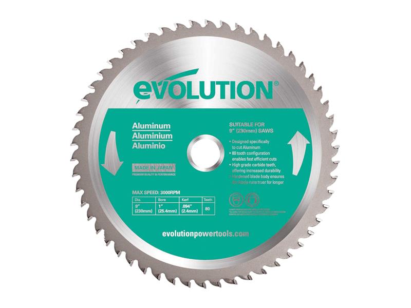 Evolution Aluminium Cutting Mitre Saw Blade 230 x 25.4mm x 80T EVLA2302580