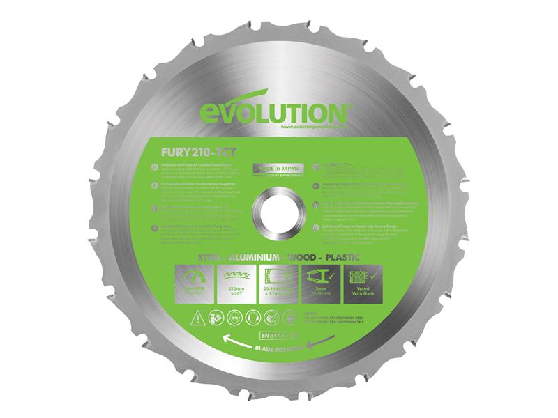 Evolution FURY® Multi-Purpose TCT Circular Saw Blade 210 x 25.4mm x 20T EVLF210MULTI