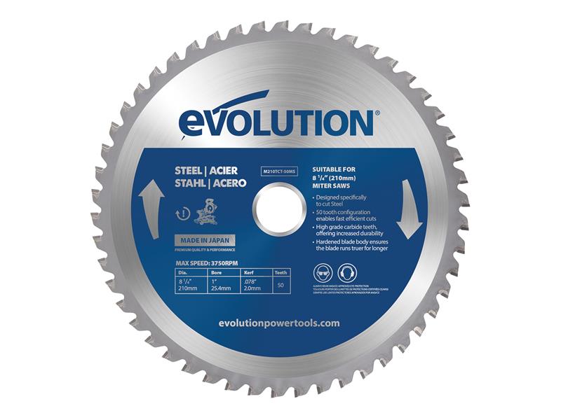 Evolution Mild Steel Cutting Mitre Saw Blade 210 x 25.4mm x 50T EVLM210TC50M