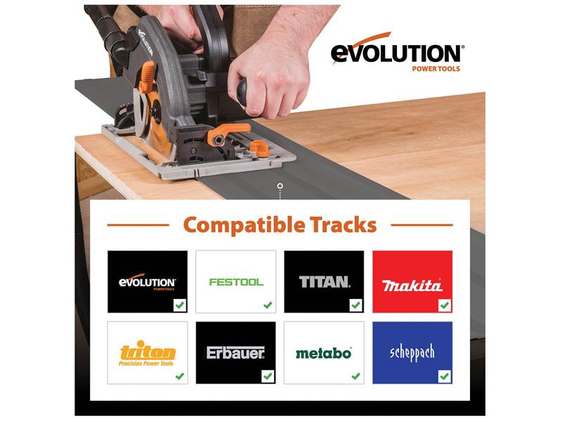 Evolution R185CCSX Circular Track Saw Kit 185mm 1600W 110V EVLR185CCSXL