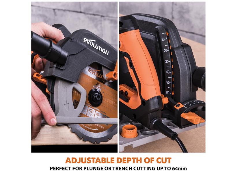 Evolution R185CCSX+ Circular Track Saw 185mm 1600W 110V EVLR185CSXPL