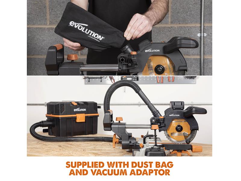 Evolution R185SMS-Li EXT Sliding Mitre Saw 18V Bare Unit EVLR18SMSN