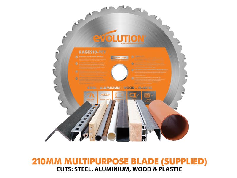 Evolution R210CMS Multi-Purpose Compound Mitre Saw 1200W 110V EVLR210CMSL