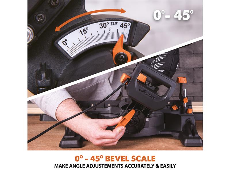Evolution R210SMS-300+ Pro Multi-Material Sliding Mitre Saw 210mm 1500W 110V EVLR210S300L