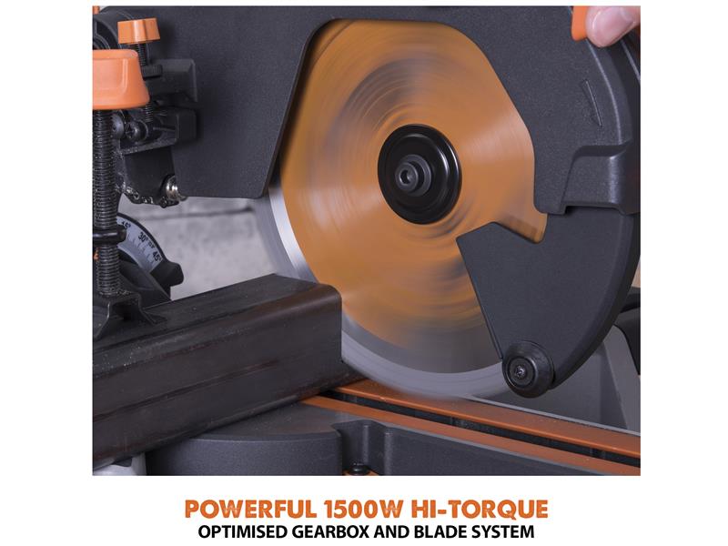 Evolution R210SMS+ Pro Multi-Material Sliding Mitre Saw 210mm 1500W 110V EVLR210SMSL
