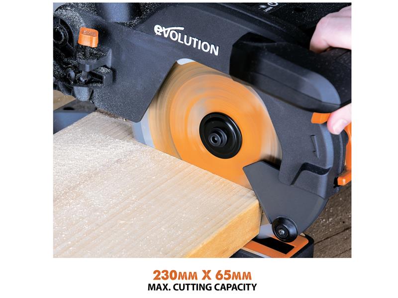 Evolution R210SMS+ Pro Multi-Material Sliding Mitre Saw 210mm 1500W 110V EVLR210SMSL