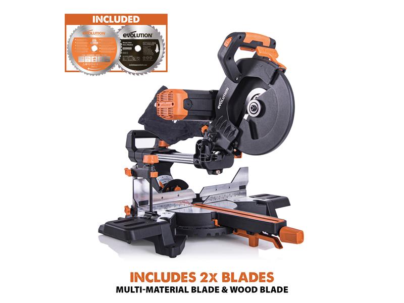 Evolution Multi-Material Sliding Mitre Saw 255mm 1600W 110V R255SMS-DB+