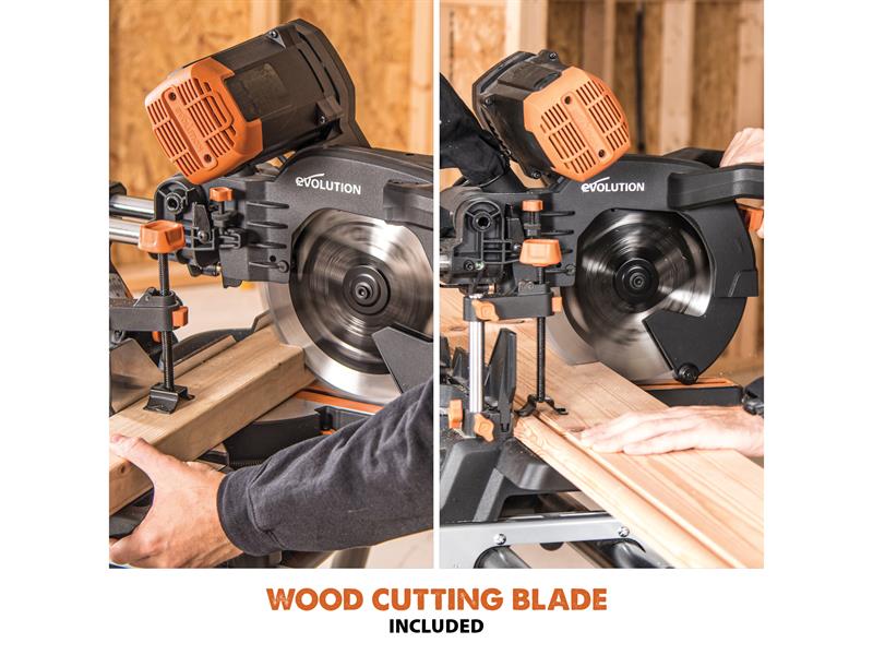 Evolution Multi-Material Sliding Mitre Saw 255mm 1600W 110V R255SMS-DB+