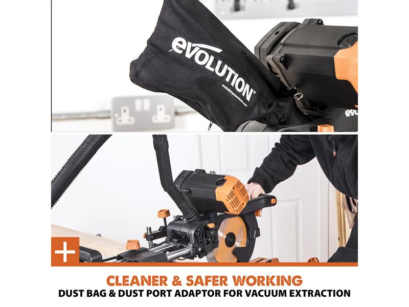 Evolution Multi-Material Sliding Mitre Saw 255mm 1600W 110V R255SMS-DB+