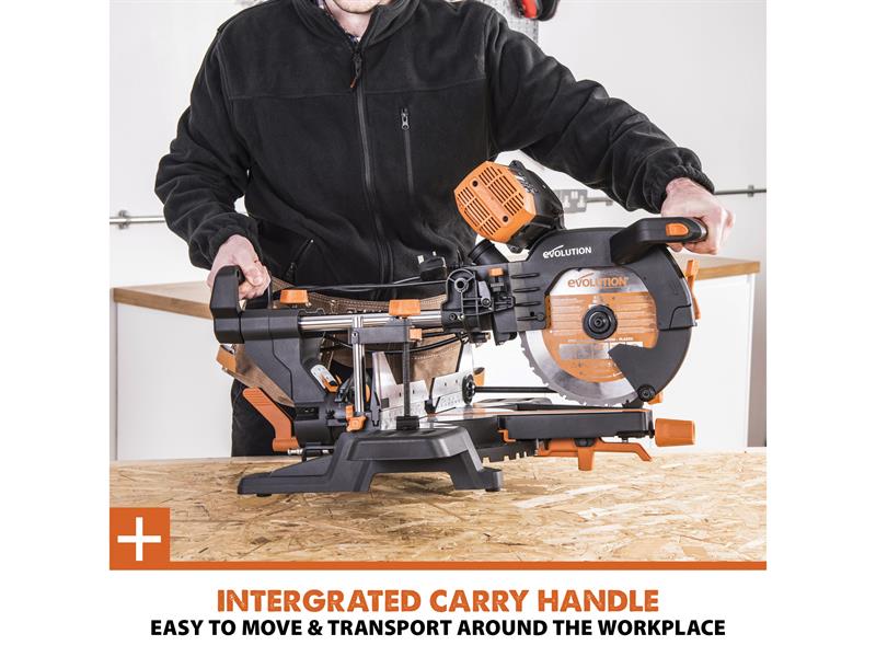Evolution Multi-Material Sliding Mitre Saw 255mm 1600W 110V R255SMS-DB+