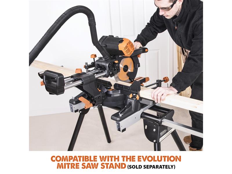 Evolution Multi-Material Sliding Mitre Saw 255mm 1600W 110V R255SMS-DB+