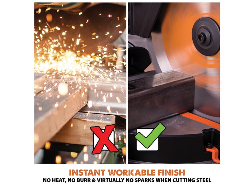 Evolution R255SMS+ Pro Multi-Material Sliding Mitre Saw 255mm 1600W 110V EVLR255SMSL