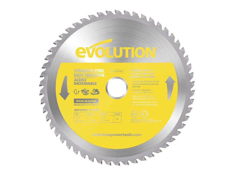 Evolution Stainless Steel Cutting Circular Saw Blade 210 x 25.4mm x 54T EVLS210TC54C