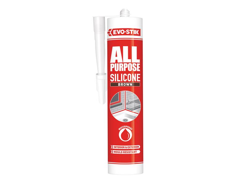 EVO-STIK 112889 All Purpose Flex Silicone Sealant Brown C20 EVOAPFSSB