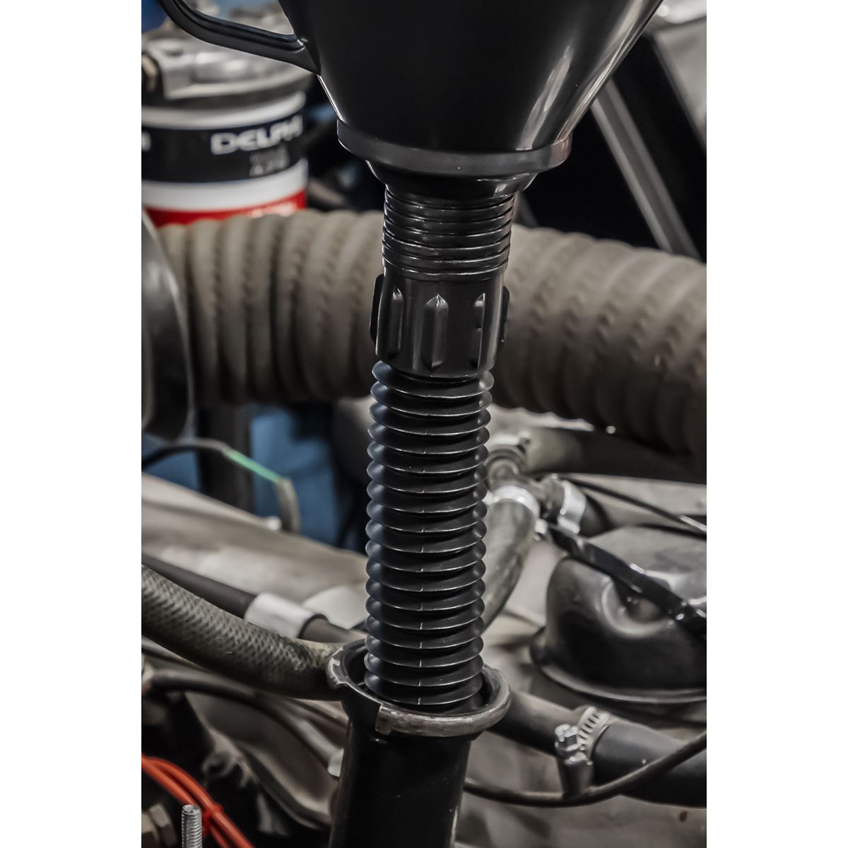 Sealey Funnel with Flexible Spout & Filter �160mm F6