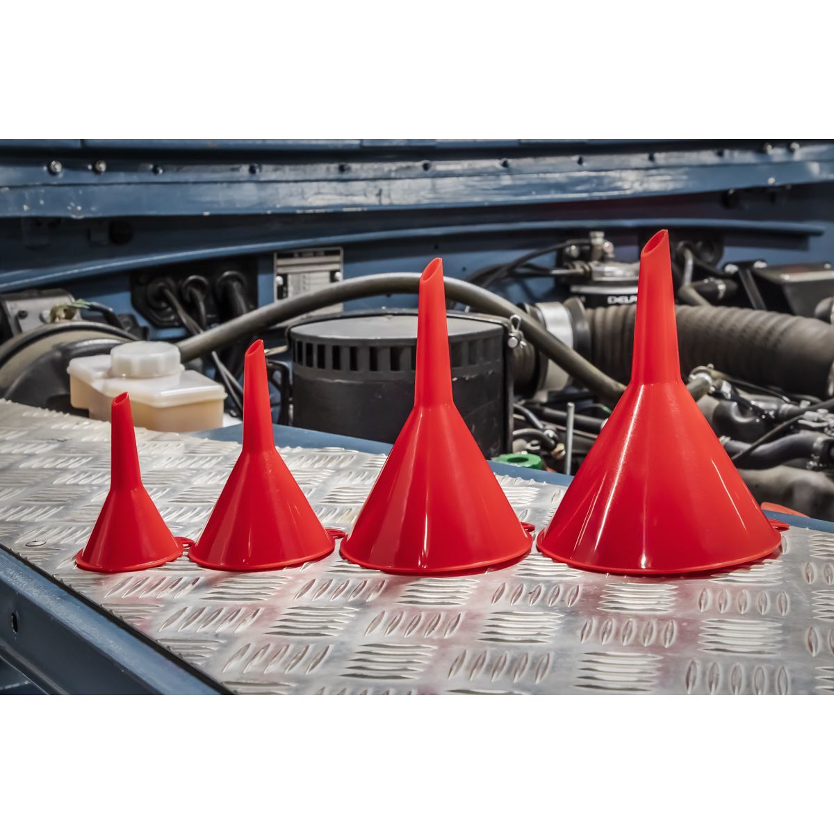 Sealey Small Funnel Set 4pc Economy Fixed Spout F92