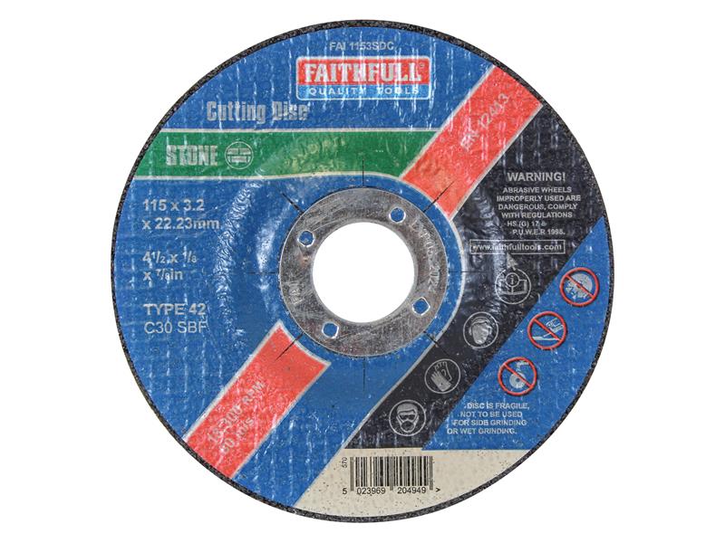 Faithfull Depressed Centre Stone Cutting Disc 115 x 3.2 x 22.23mm FAI1153SDC