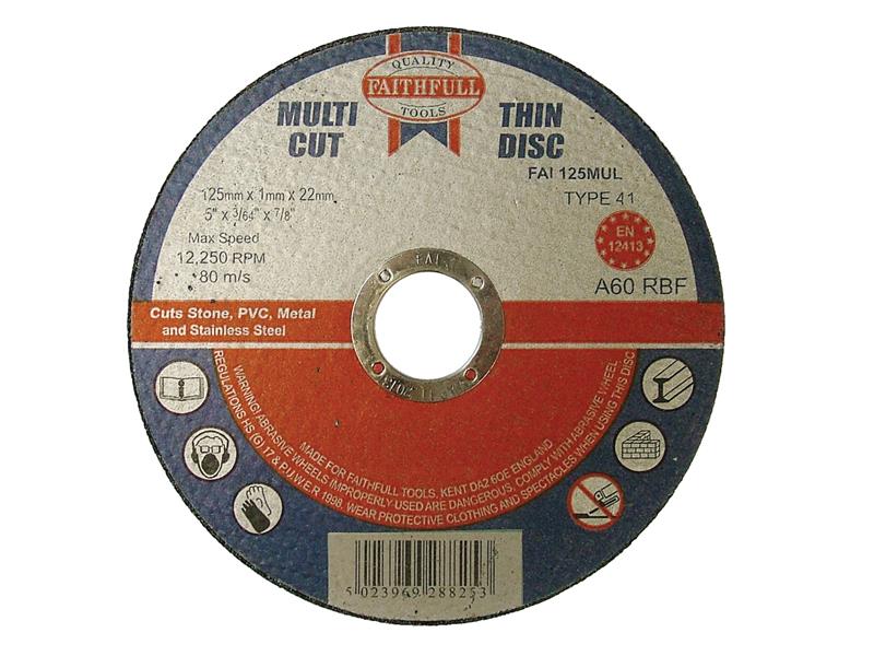 Faithfull Multi-Purpose Cutting Disc 125 x 1.0 x 22.23mm (Pack 10) FAI12510MUL