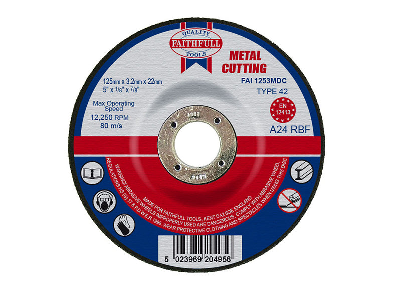 Faithfull Depressed Centre Metal Cutting Disc 125 x 3.2 x 22.23mm FAI1253MDC