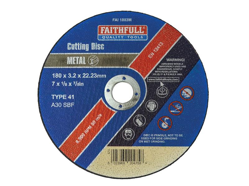 Faithfull Metal Cut Off Disc 180 x 3.2 x 22.23mm FAI1803M