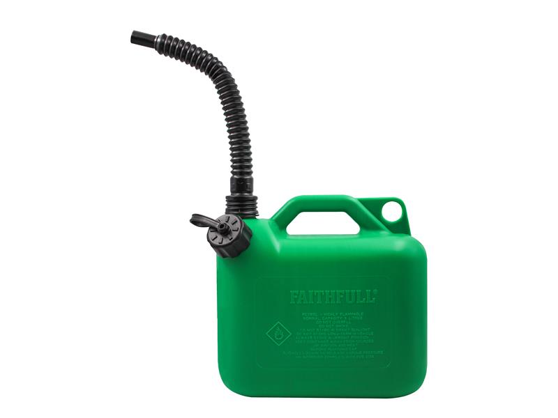 Faithfull Plastic Fuel Can Green 5 litre Storing Imflammable Liquids FAIAUCAN5G