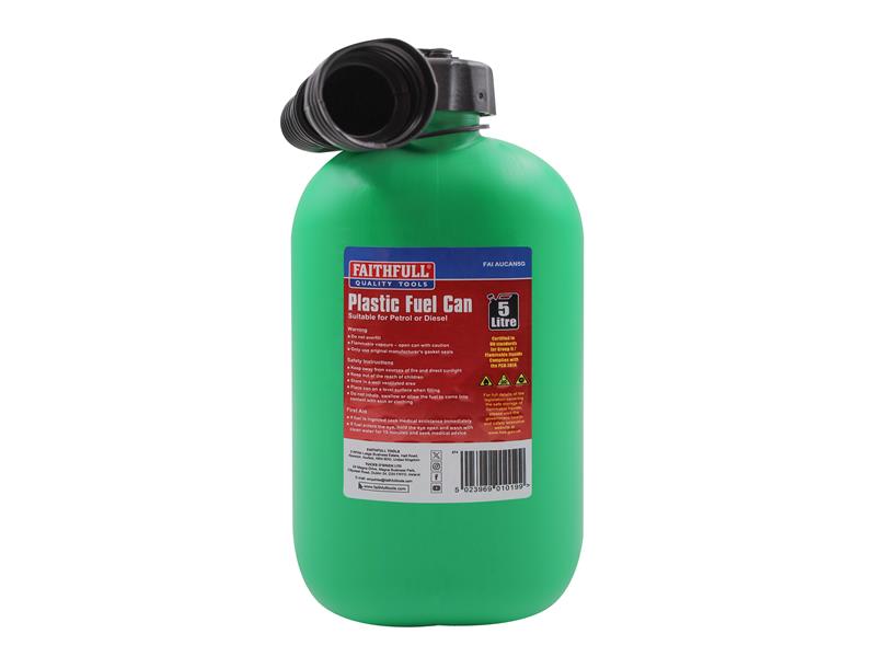 Faithfull Plastic Fuel Can Green 5 litre Storing Imflammable Liquids FAIAUCAN5G