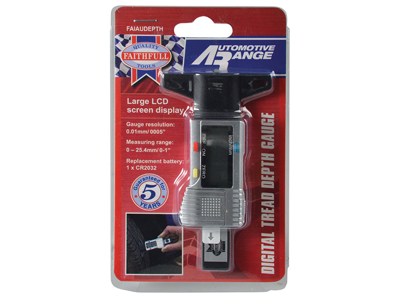 Faithfull Tyre Depth Gauge Digital Readout 0-25mm FAIAUDEPTH