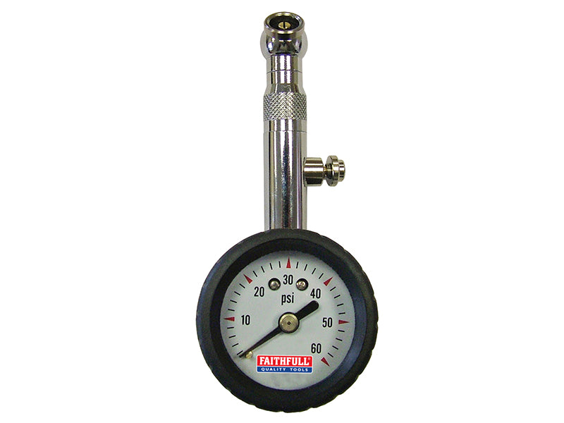 Faithfull Tyre Pressure Dial Gauge 60 psi FAIAUPGAUGE