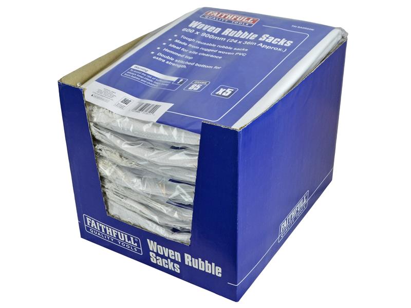 Faithfull Woven White Rubble Sacks (Pack 5) FAIBAGRS5W