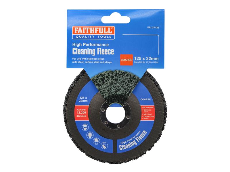 Faithfull Cleaning Fleece Disc Coarse 125 x 22mm For Angle Grinders FAICF125