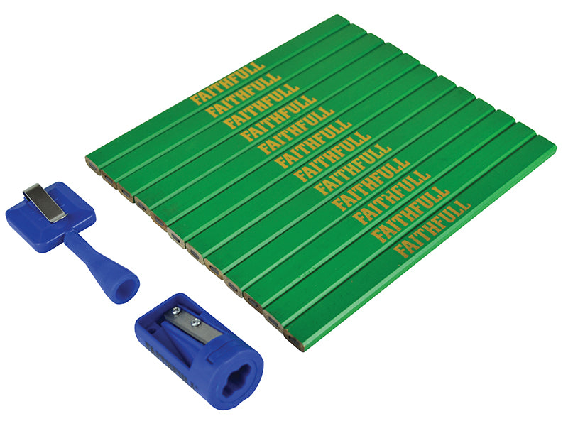 Faithfull Carpenter's Pencil Kit Green / Hard (Pack 12) FAICPGKIT