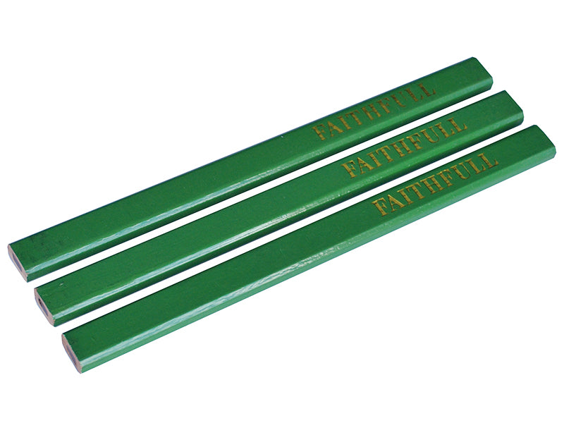Faithfull Carpenter's Pencils - Green / Hard (Pack 3) FAICPG