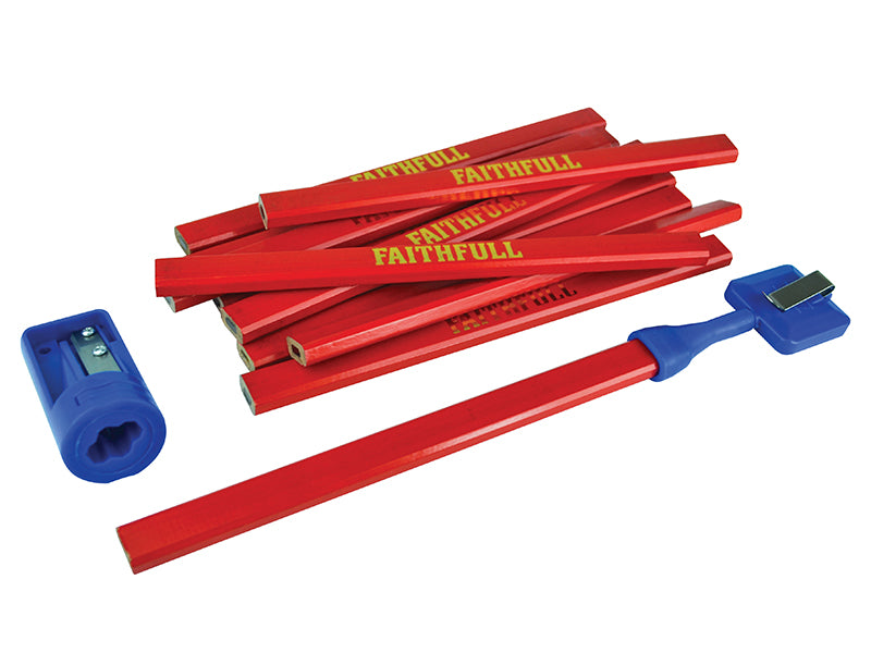 Faithfull Carpenter's Pencil Kit Red / Medium (Pack 12) FAICPRKIT