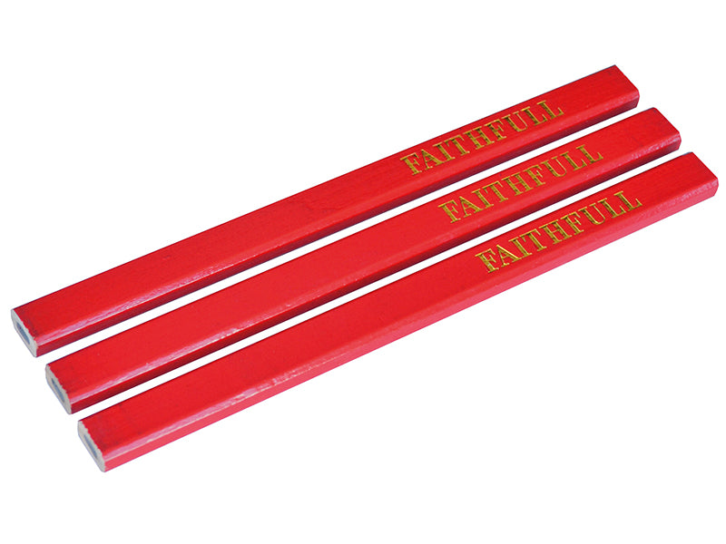 Faithfull Carpenter's Pencils - Red / Medium (Pack 3) FAICPR
