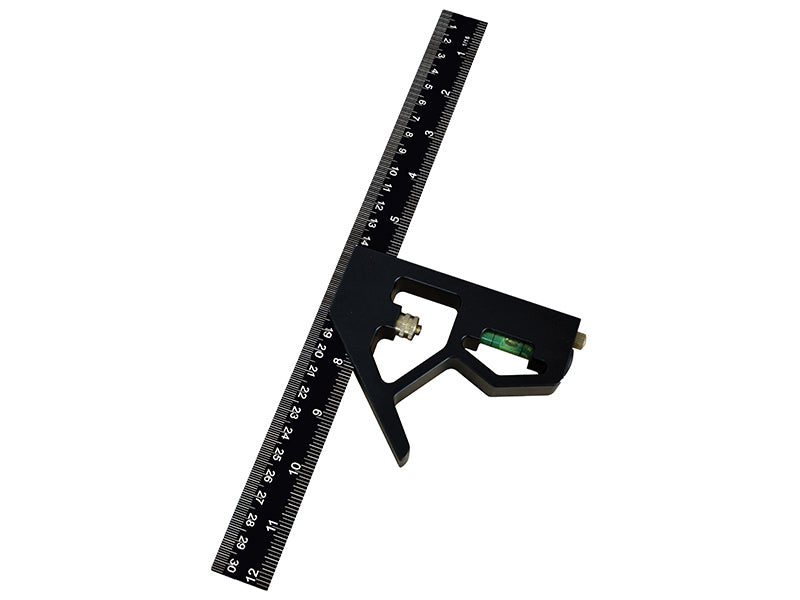Faithfull Prestige Combination Square Black Aluminium 300mm (12in) FAICS300CNC