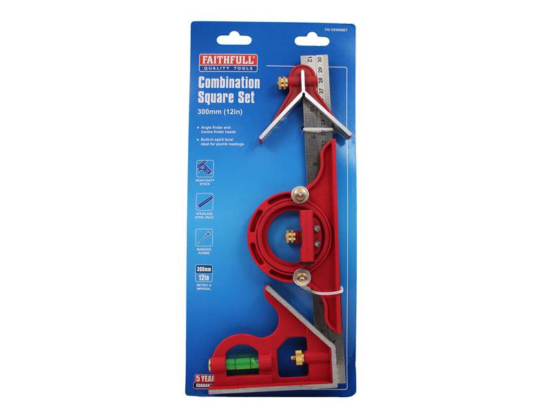 Faithfull Combination Square Set 300mm (12in) FAICS300SET